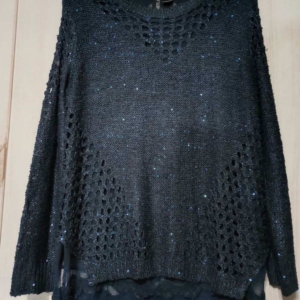Kaktus Sweater Ladies Small Navy Sequin‎